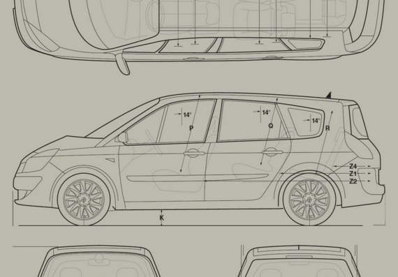 Renault Scenic & Grand Scenic (2005) - drawings (drawings) of the car